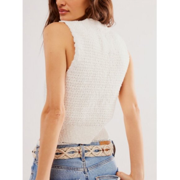 Free People White Sleeveless Cardigan – Size L – NWT - Picture 2 of 8